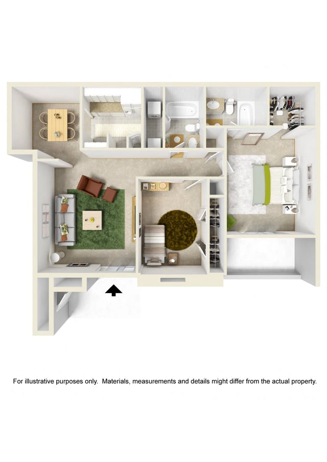 2 Bed 2 Bath (Fireplace Optional) floor plan