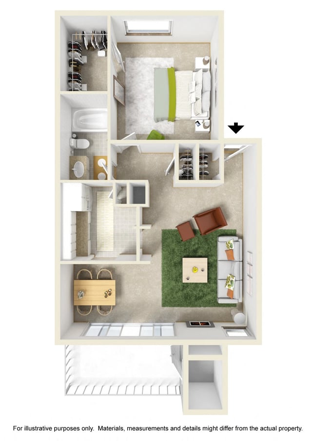 1 Bed (Fireplace Optional) floor plan