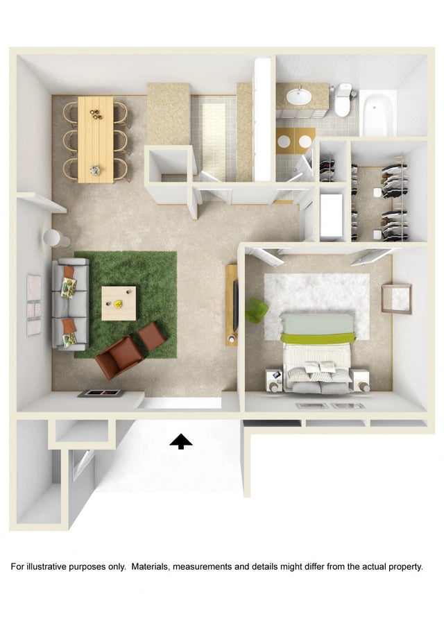 1 Bed (Fireplace Optional) floor plan