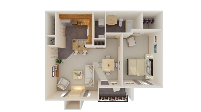 1 Bed 1 Bath with Optional Fireplace floor plan