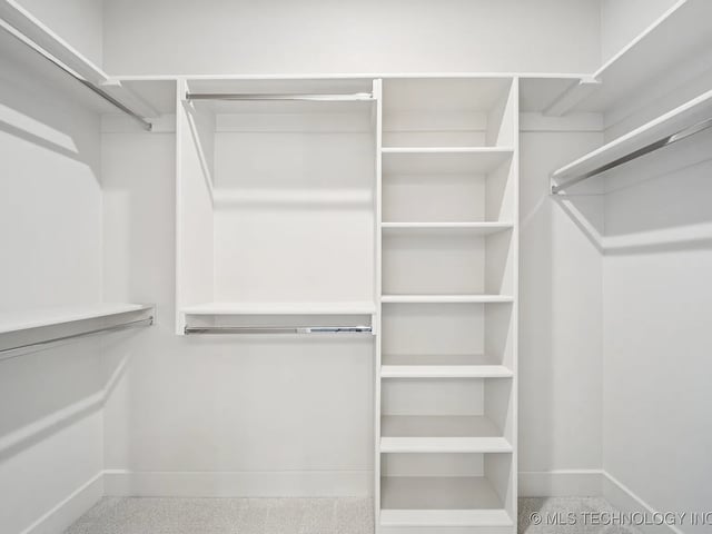 Empty closet with shelves and hanging space
