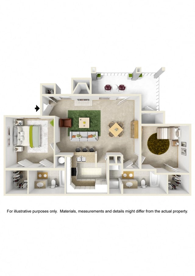 TWO BEDROOM TWO BATH floor plan