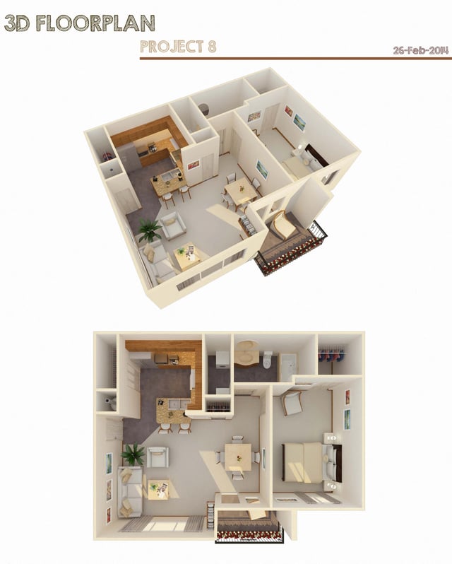 1 Bed 1 Bath *Fireplace Optional floor plan