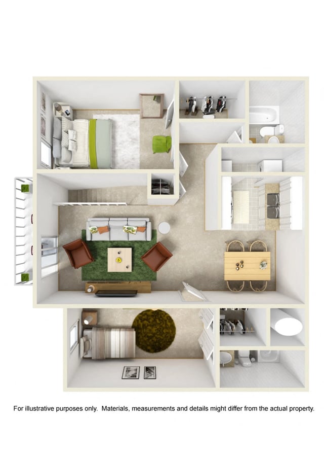 2 Bed (W/D Connections / Fireplace optional) floor plan