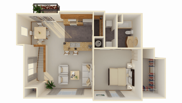 1 Bed 1 Bath Attached Garage Price Not Included floor plan