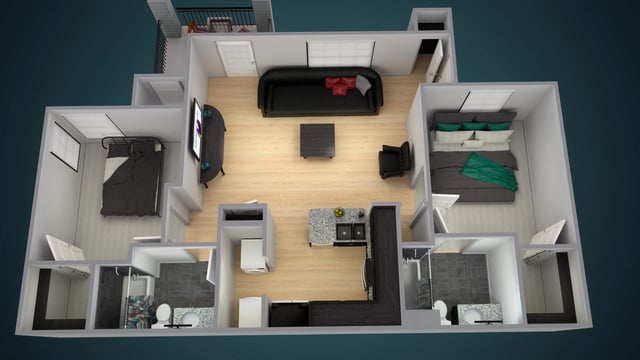 Two Bedroom Two Bath floor plan
