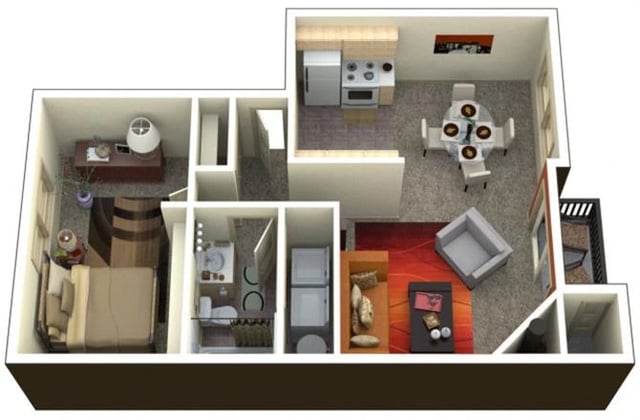 1 Bed 1 Bath floor plan