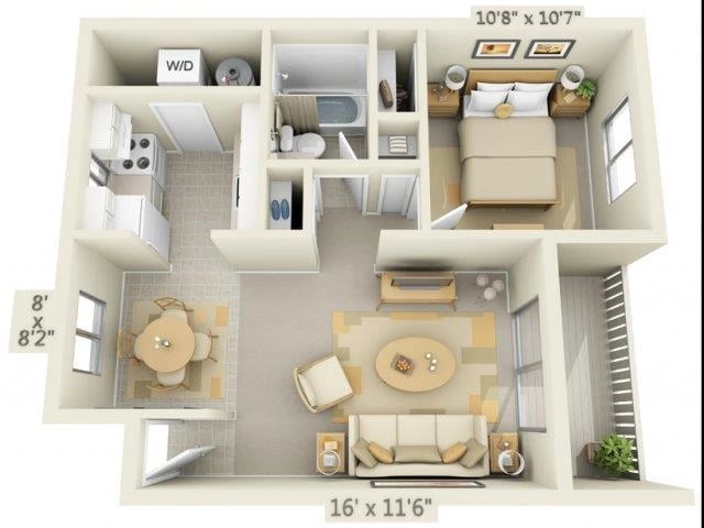 1 Bedroom 1 Bath A floor plan