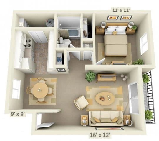 1 Bedroom floor plan