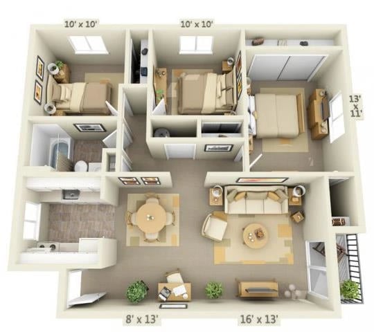 3 Bedroom floor plan