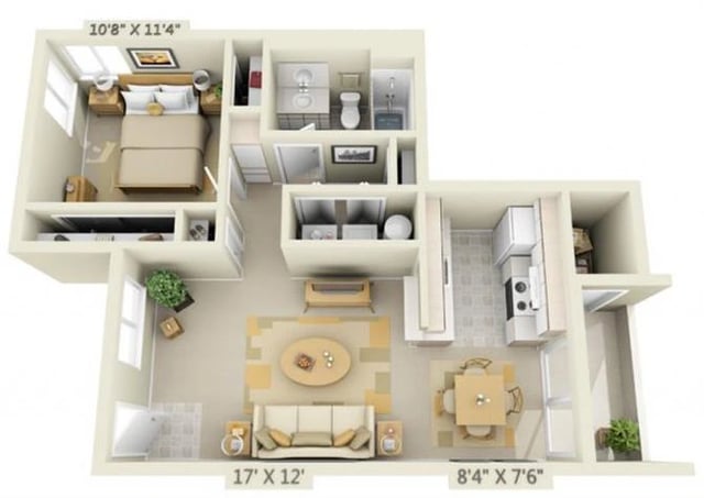 1 Bedroom floor plan