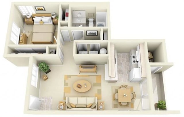 1 Bed 1 Bath floor plan