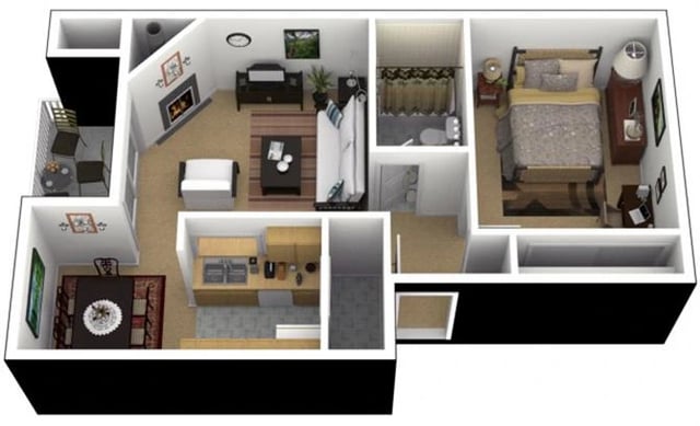 1 Bed 1 Bath Jr. floor plan