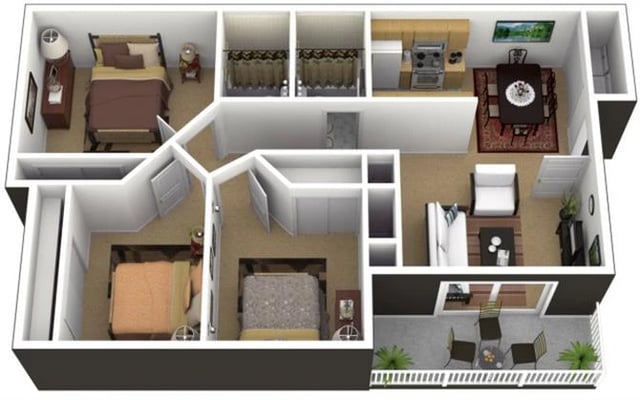 3 Bed 2 Bath floor plan