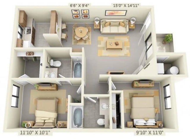 Two Bedroom floor plan