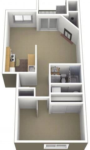 1 Bed 1 Bath floor plan