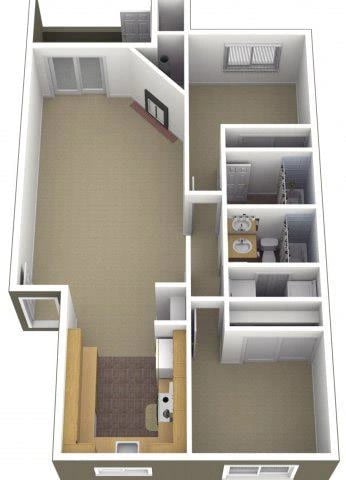 2 Bed 2 Bath floor plan