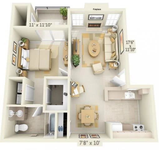 One Bedroom floor plan