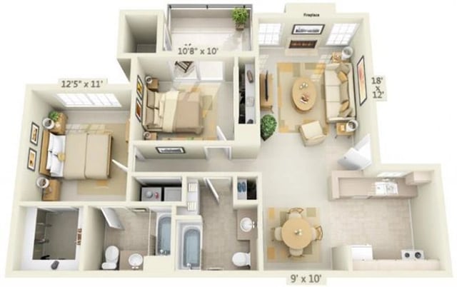 Two Bedroom floor plan