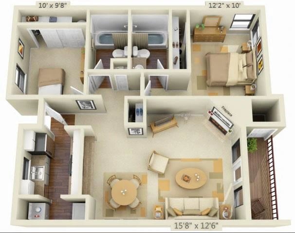 2 Bedroom floor plan