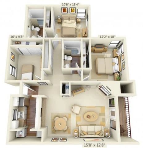 3 Bedroom floor plan