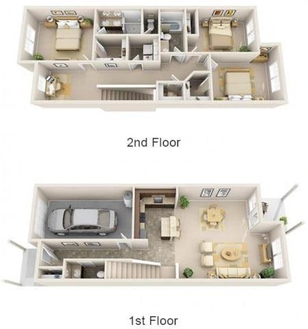 3BR-2.5BA - The Columbia floor plan