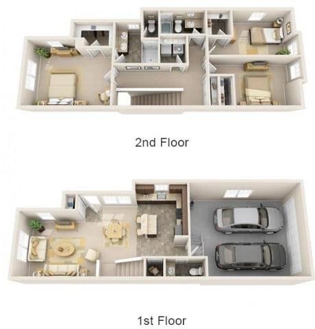 3BR-2.5BA - The Hudson floor plan