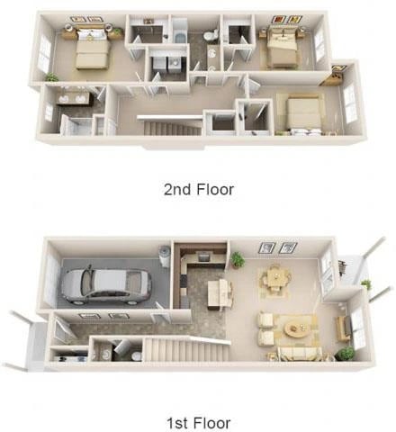 3BR-2.5BA - The Bismark floor plan