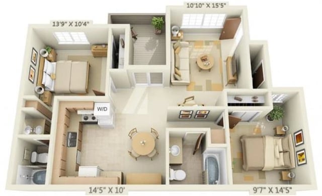Two Bedroom Two Bath floor plan