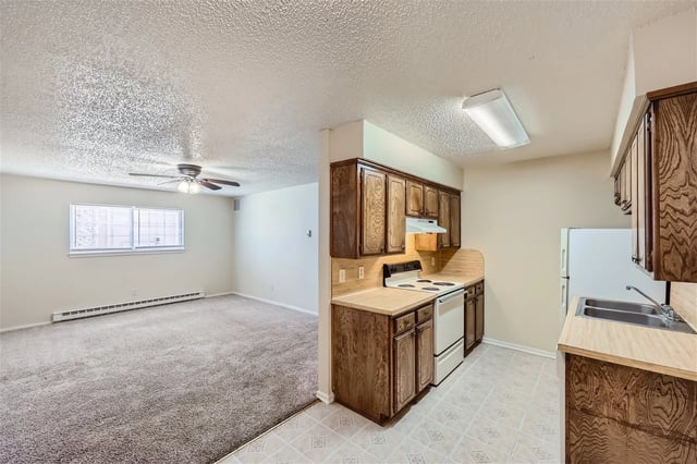 Kitchen and living room area in an apartment