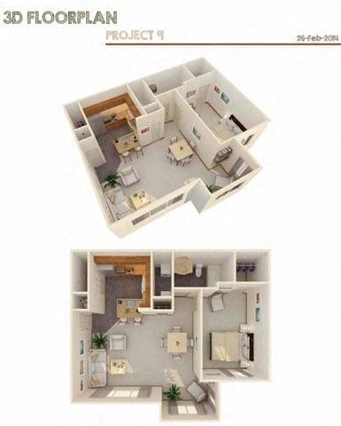 1 Bed with Flex Space and Optional Fireplace floor plan