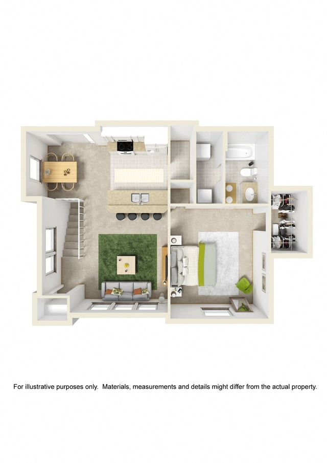 1 Bed Loft w/ Attached Garage (Price not included) floor plan