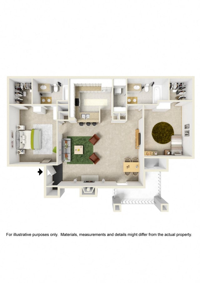 2 bed 2 bath floor plan