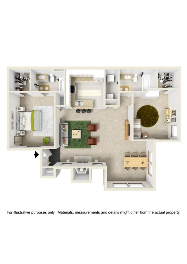 2 bed 2 bath floor plan