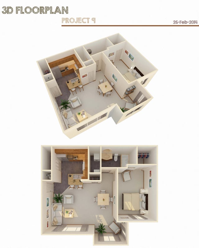 1 Bed with Flex Space and Optional Fireplace floor plan