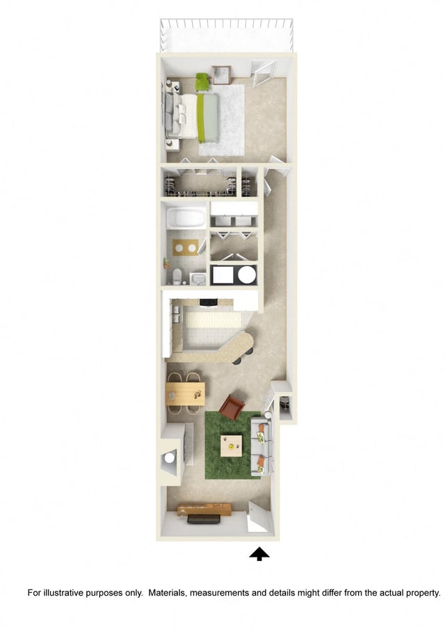 Large 1 Bed floor plan