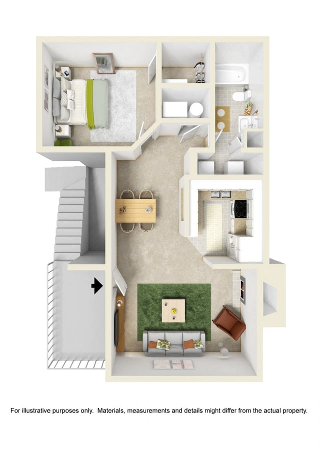 Midsize 1 Bed floor plan