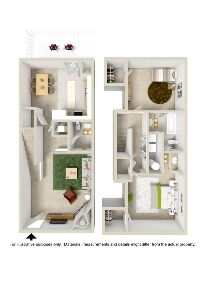 2 Bed Townhouse floor plan