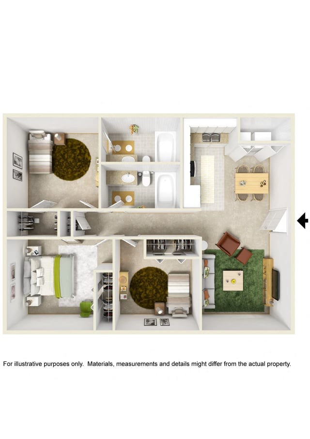 Three Bed Two Bath floor plan