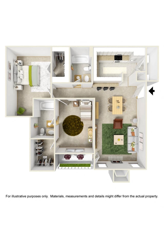 2Bedroom/2Bath floor plan
