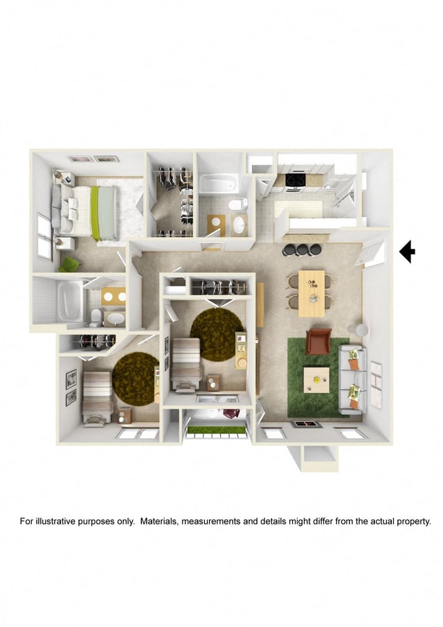 3Bedroom/2Bath floor plan