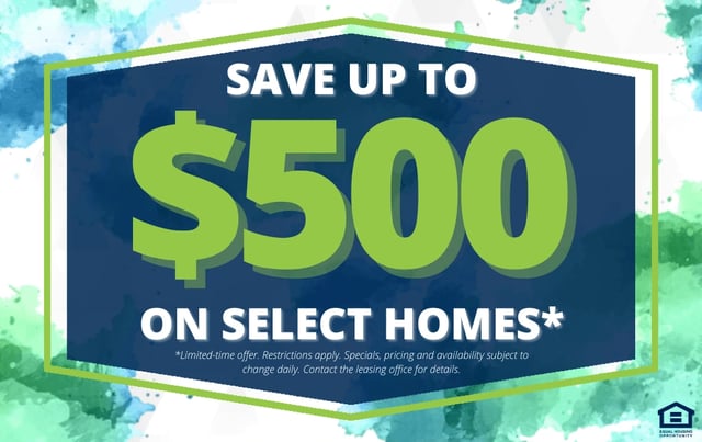 Save up to $500 on select homes graphic