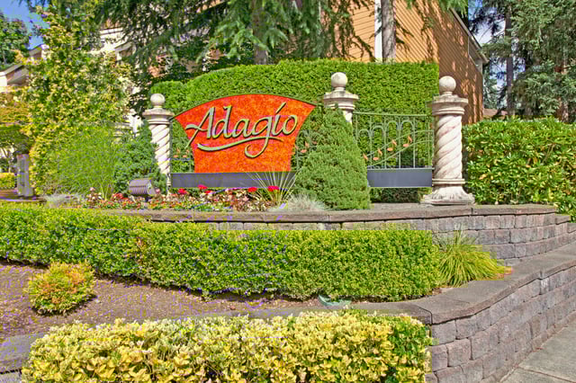Adagio community sign and entrance gate.