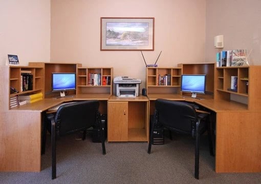 Business center with computers and printer