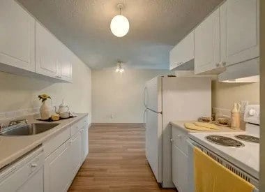 Kitchen and dining area in an apartment unit