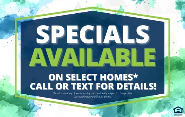Specials Available graphic with text. Call or text for details.
