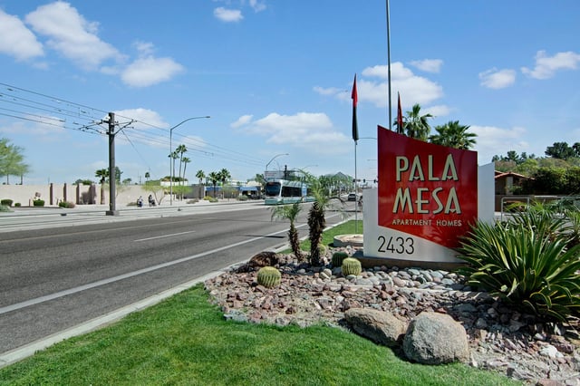 Pala Mesa Apartment Homes monument sign with address 2433.