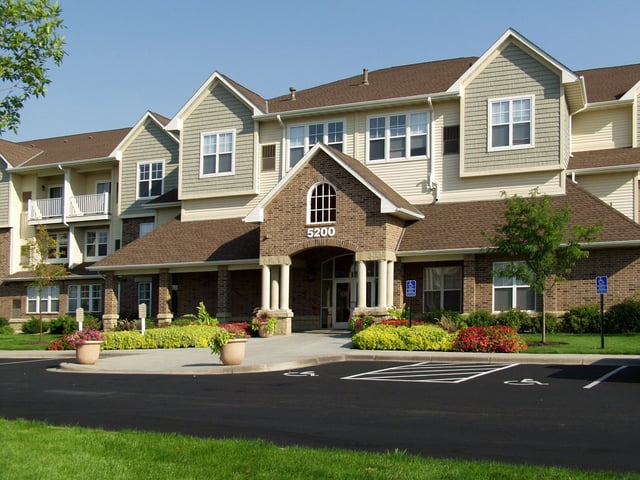 Exterior of apartment building with entrance at 5200