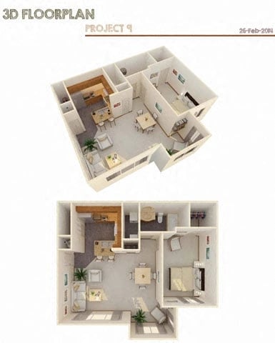 1br/1ba floor plan