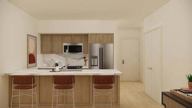 Modern kitchen with island and bar stools